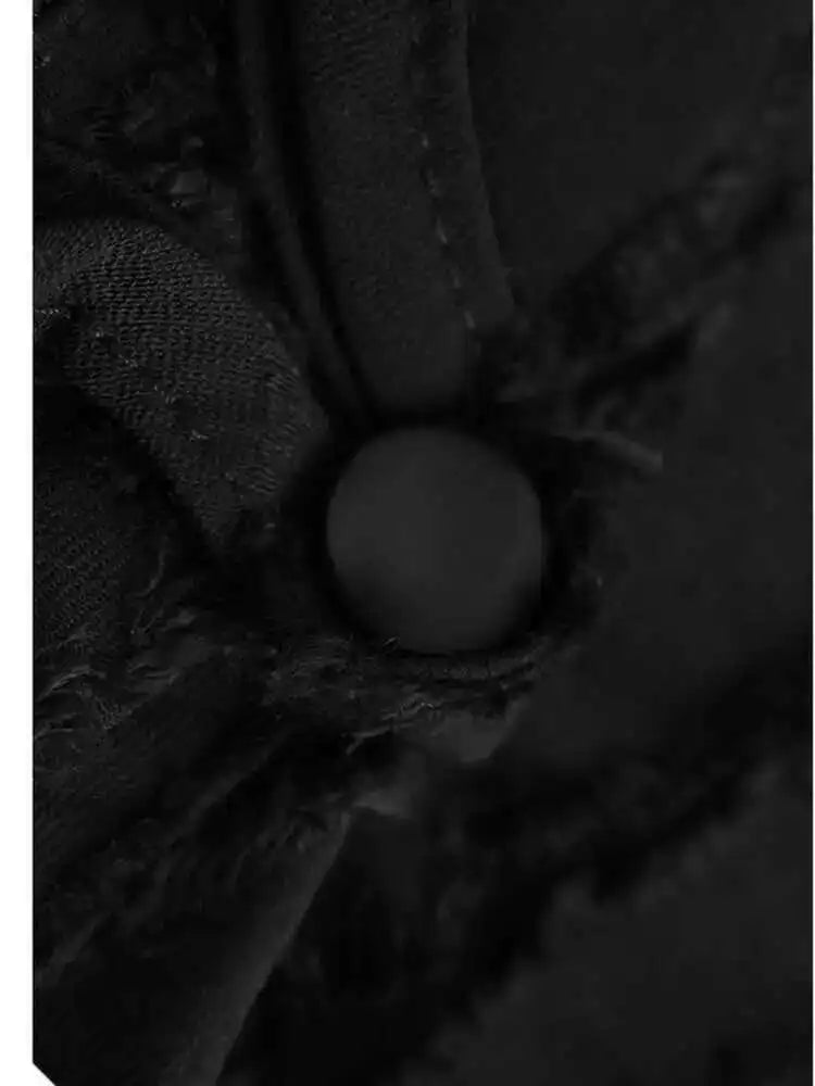 Women Black Irregular Tassels Big Size Vintage Blouse New Lapel Long Sleeve Shirt Fashion Tide Spring Autumn 2025 1DH7095