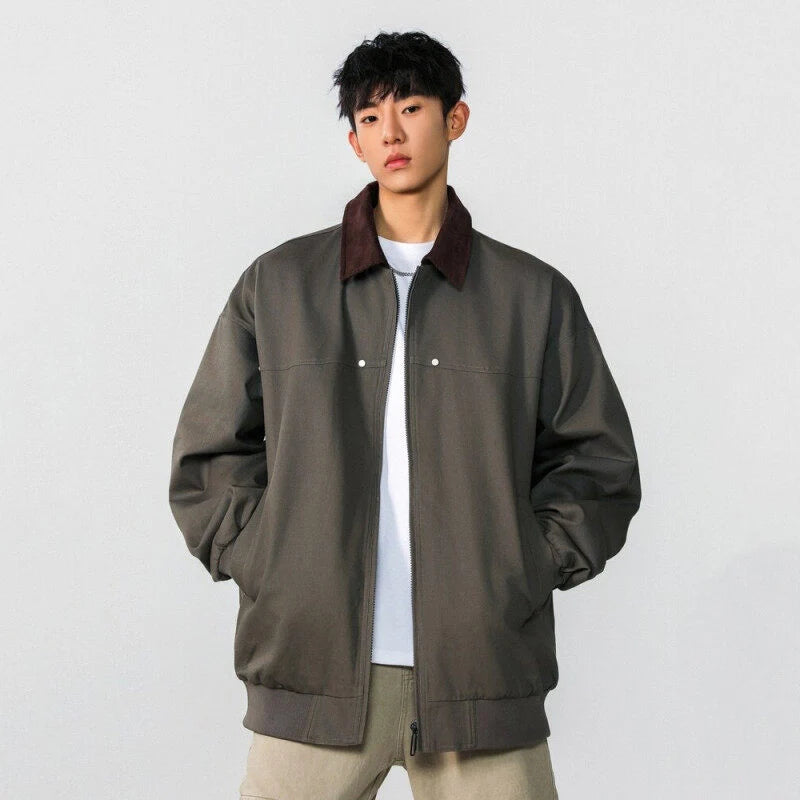 High Street Men's Jackets Spring New American Top Spliced Turn-down Collar Niche Design Multi Pockets Trendy 9W1273