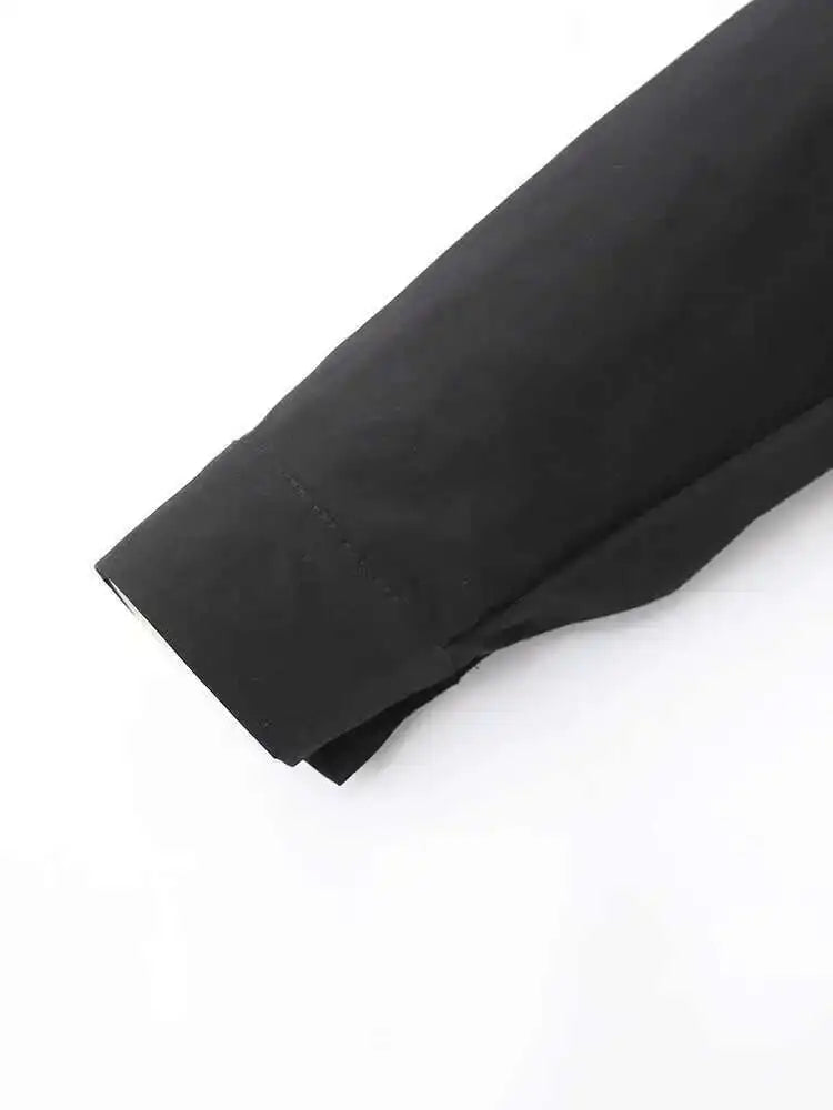 Women Black Back Sequins Big Size Casual Blouse New Lapel Long Sleeve Shirt Fashion Tide Spring Autumn 2025 CPG1444