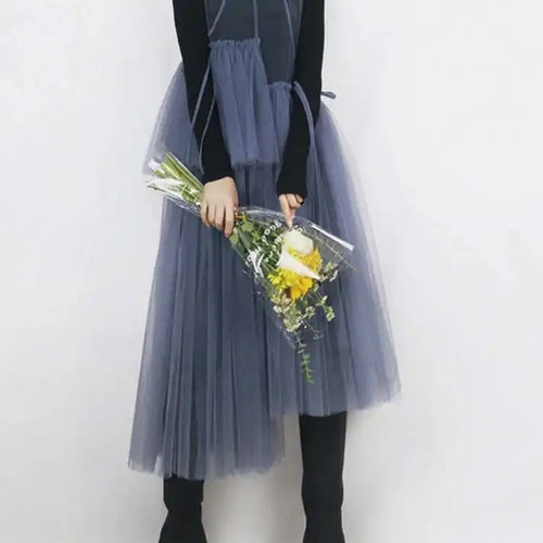 Load image into Gallery viewer, Women Green Mesh Irregular Elegant Dress New Round Neck Sleeveless Loose Fit Fashion Tide Spring Summer 2025 1DF9867
