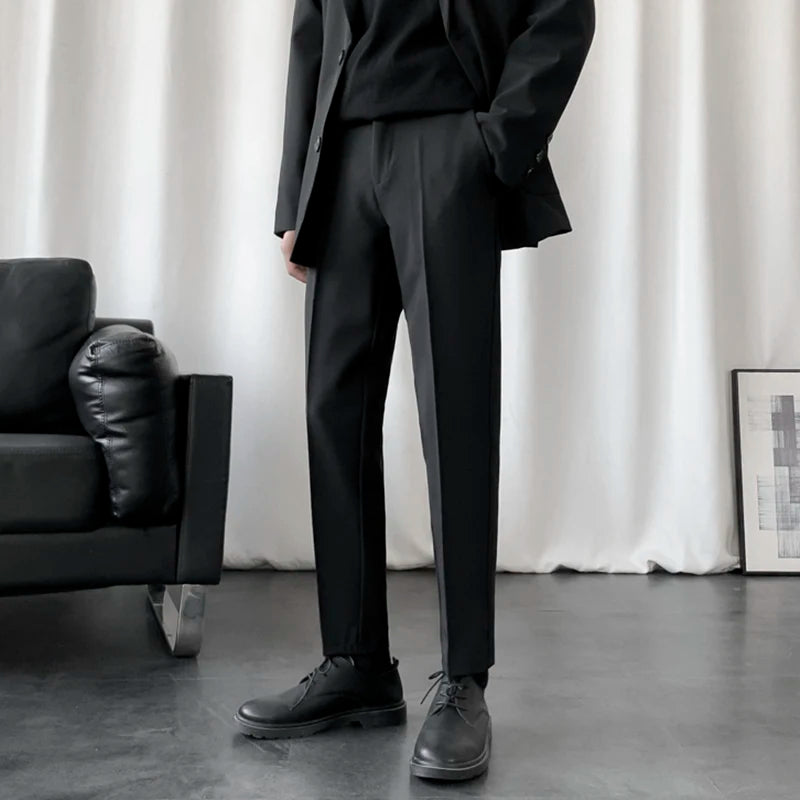 Business Casual New Men's Suit Pants Drape Pencil Bottom Straight Leg Male Trousers Korean Style Autumn Simple 2024 9C6809