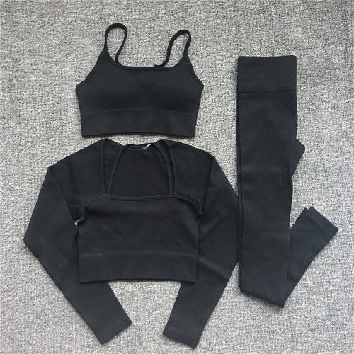 Load image into Gallery viewer, Women Seamless Yoga Set Crop Top Sports Bra Leggings Gym Suits Fitness Outfit Workout 2 Piece Sets Active Wear Tracksuit Clothes v1

