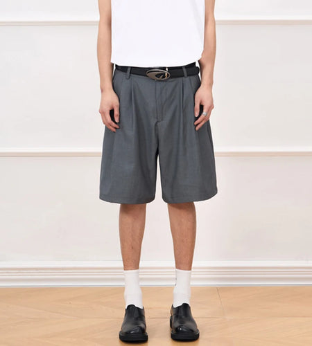 Men's Suit Shorts New Summer Silhouette Trendy Solid Color Simple Stylish Korean Style Male Straight Leg Bottoms 9W2032