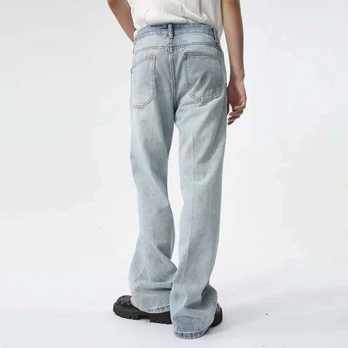 Load image into Gallery viewer, Minimalist Men&#39;s Jeans Solid Color Washed Boot Cut Trousers Straight Loose Wide Leg Male Bottom High Street Menwear 9C5978
