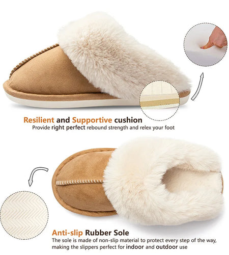 Women's Boots Furry Ankle Boots For Women Winter Shoes Woman Fur Boots Winter Fashion Botas Mujer Slip On Plush Snow Footwear