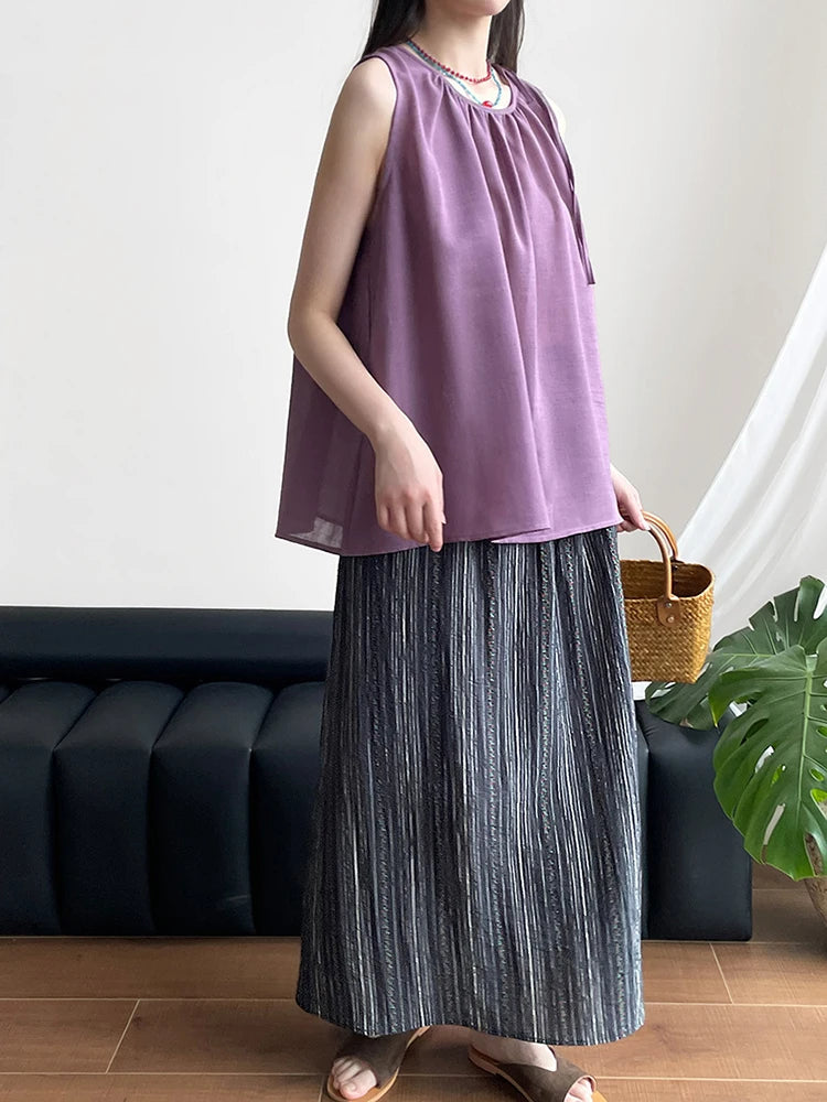 High Elastic Waist Black Striped Back Slit Elegant Half-body Skirt Women Fashion Tide New Spring Autumn 2025 1DJ1264