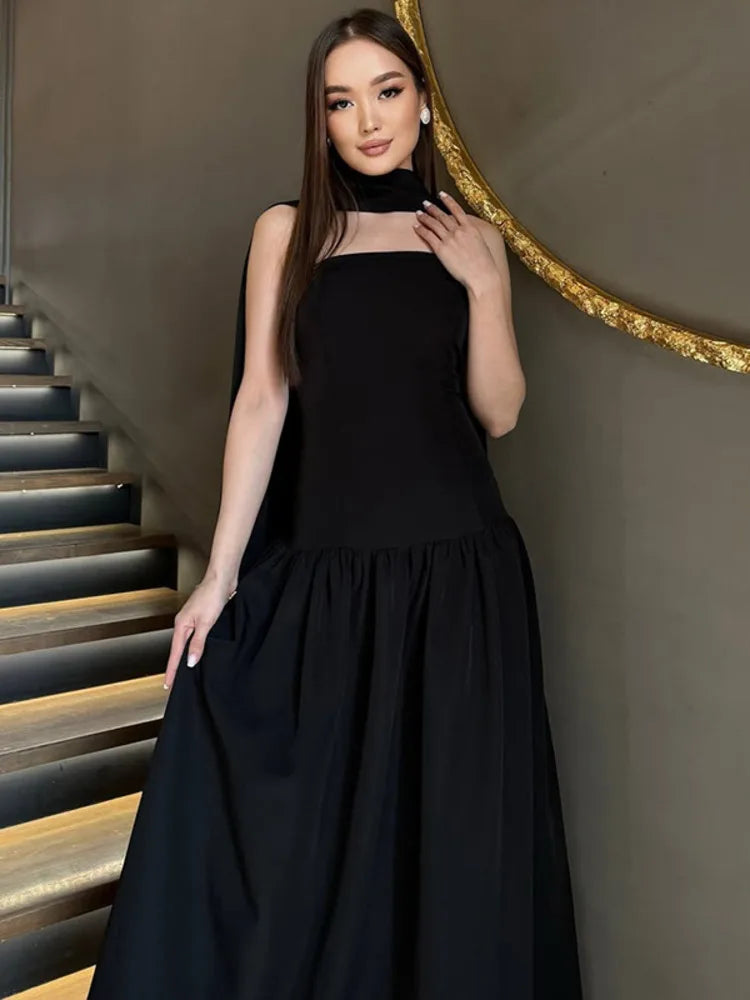 Sexy Strapless Sleeveless Backless Ribbon Long Dress For Women's 2025 Spring/summer New Elegant Slim Party Evening Dress