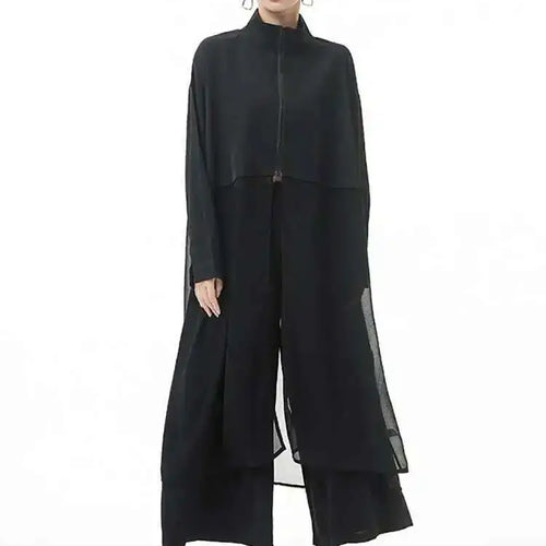 Load image into Gallery viewer, Women Army Green Big Size Mesh Long Trench New Stand Collar Long Sleeve Windbreaker Fashion Spring Autumn 2025 1DH4273
