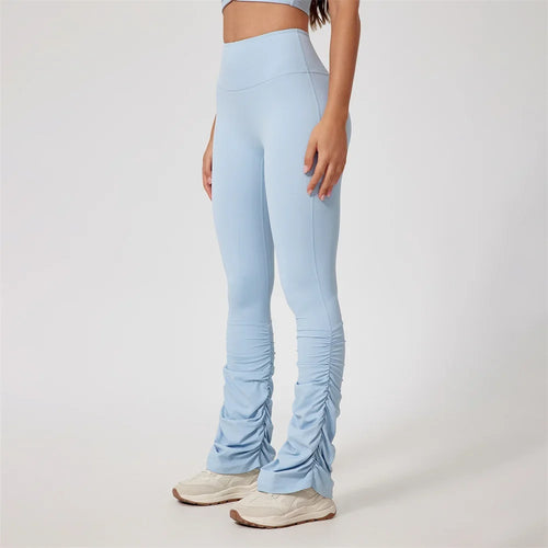Load image into Gallery viewer, Fold High Waist Tight Nude Yoga Pants Stitching Casual Pile Style Sports Trousers Running Hip Lifting Gym Leggings Workout
