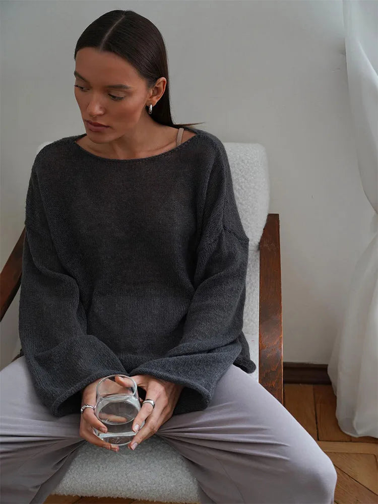 Sexy Transparent Sweater For Women 2024 Autumn Long Sleeve Top Knitted Loose Cozy Sweaters And Jumpers New In Knitwears