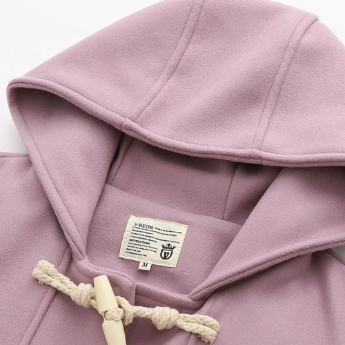 Load image into Gallery viewer, Solid Warm Women Wool Blends Long Hooded Straight Coat Jacket Winter Horn Button Casual Female Warmness Pockets Outwears
