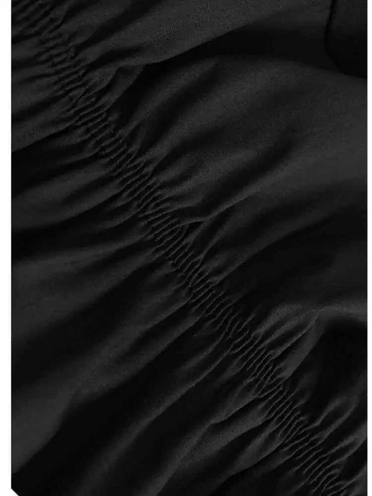 Women Green Ruffles Irregular Big Size Casual T-shirt New Round Neck Short Sleeve Fashion Tide Spring Summer 2025 1DJ0078