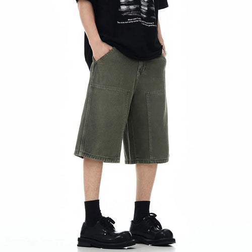 Load image into Gallery viewer, Men&#39;s American Style Spliced Cargo Shorts Summer Loose Trendyt Straight Leg Niche Design Solid Color Menwear 9W1711
