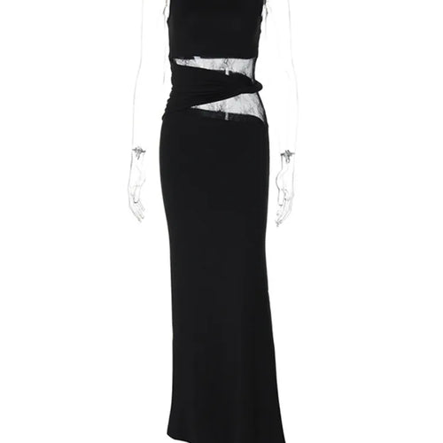 Load image into Gallery viewer, Sheer Lace Sleeveless Sexy Maxi Dress For Women Gown Summer Patchwork Fashion O Neck Bodycon Long Tank Dress Vestido
