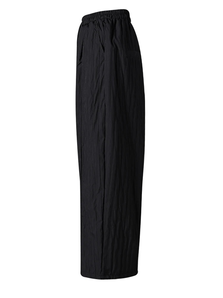 High Elastic Waist Beige Pleated Long Wide Leg Casual Pants New Trousers Women Fashion Tide Spring Autumn 2025 CPG2826