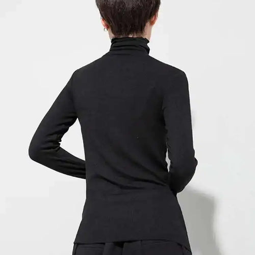 Load image into Gallery viewer, Women Black Letter  Print Slim High Elastic Casual T-shirt New Turtleneck Long Sleeve Fashion Spring Autumn 2025 1DF4651
