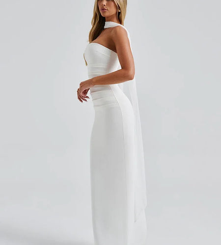 Elegant Strapless Zipper Bodycon Slit Party Club Evening Dress Women Sexy Sleeveless Backless Long Summer 2025 Vestidos