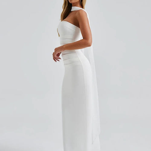 Load image into Gallery viewer, Elegant Strapless Zipper Bodycon Slit Party Club Evening Dress Women Sexy Sleeveless Backless Long Summer 2025 Vestidos
