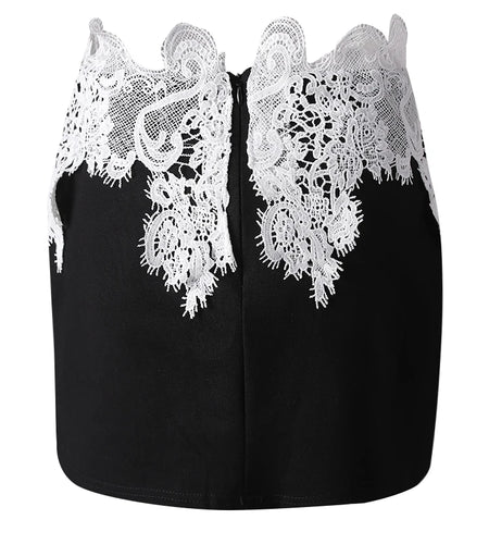 High Waist Black Lace Irregular Color-block Mini Half-body Skirt Women Fashion Tide New Spring Summer 2025 CPG3155