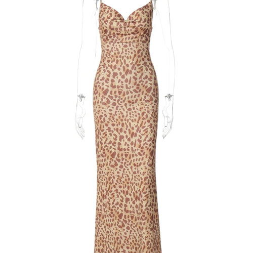 Load image into Gallery viewer, Leopard Print Sleeveless Backless Sexy Bodycon Maxi Dress Summer Women Fashion Outfits Streetwear Party Festival
