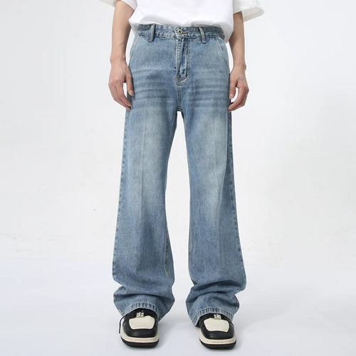 Load image into Gallery viewer, Simple Men Jeans Summer Casual Loose Boot Cut Trousers Zipper Straight Denim Pants Men&#39;s Wear Fashion Tide 9C5974
