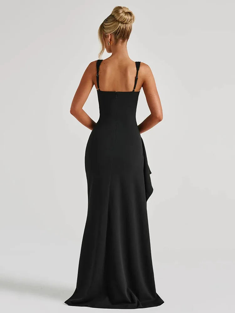 Elegant Sleeveless Bodycon Split Party Club Evening Dress Women Sexy Bareback Slimming Vestido Spring New Female 2025