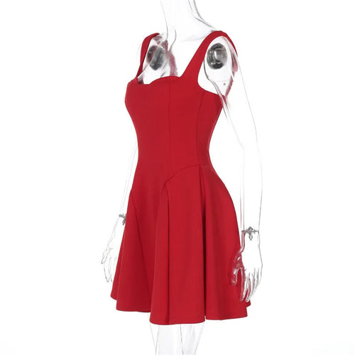 Load image into Gallery viewer, Spaghetti Strap Backless Sexy Mini Dress For Women Robe Solid Sleeveless High Waist A-line Pleated Club Party Dress
