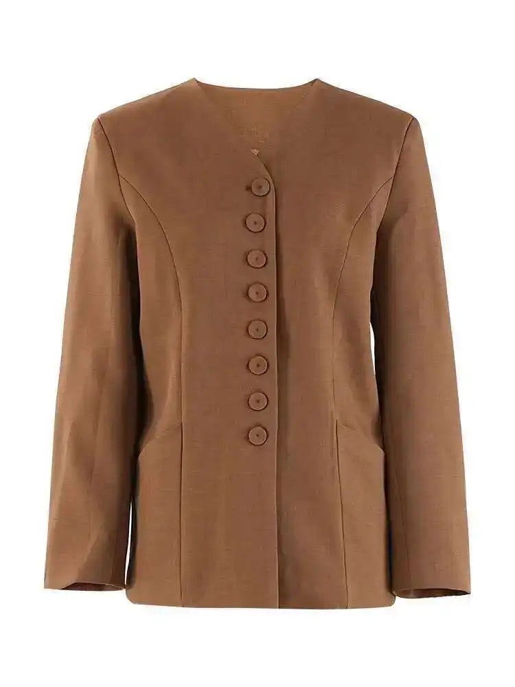 Big Size Blazer Pleated Wide Leg Pants Two Piece Suit New V-Neck Long Sleeve Women Fashion Tide Spring Autumn 2025 CPDB248