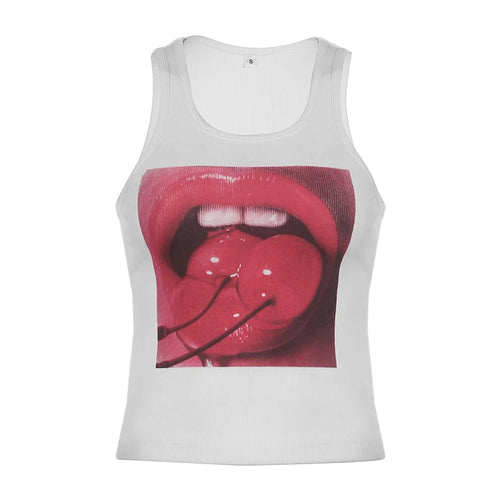 Load image into Gallery viewer, Casual Bodycon White Summer Tank Top Short Graphic Print Sleeveless Tee Korean Outfits Cutecore Women Vest Crop Tops
