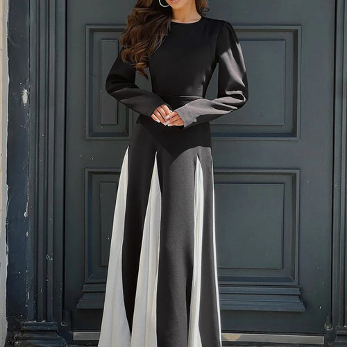 Load image into Gallery viewer, Fashion Long Sleeve Patchwork Bandage Sexy Slim Maxi Dress Fall Winter Women Y2K Outfits Streetwear Party Vacation
