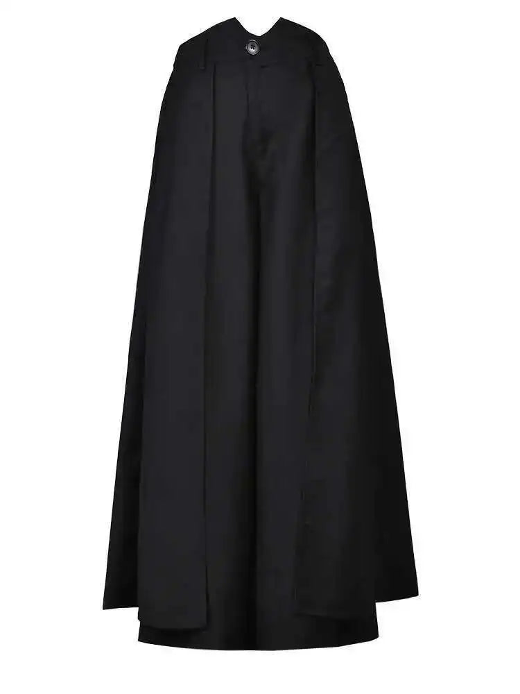 High Waist Black Pleated Double Layers Wide Leg Pants New Loose Fit Trousers Women Fashion Tide Spring Autumn 2025 1DF8559