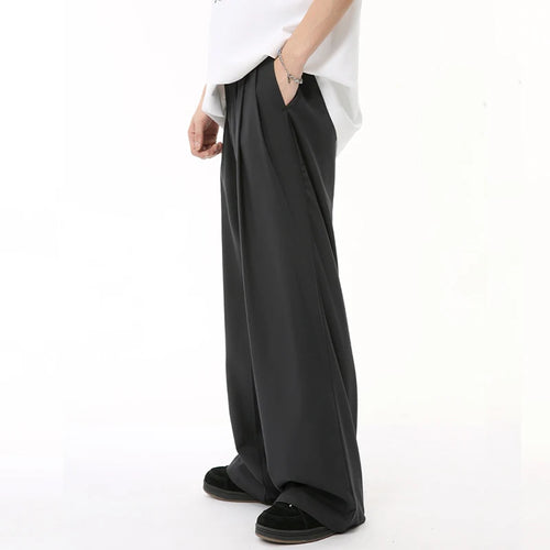 Load image into Gallery viewer, Trend Men&#39;s Suit Pants Free Draping Pleated Droop Bottom Straight Wide Leg Solid Color Male Casual Bottom Summer 9C6592
