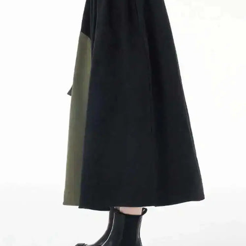 Load image into Gallery viewer, High Elastic Waist Color-block Asymmetric Green A-line Half-body Skirt Women Fashion Tide New Spring Autumn 2025 1DH3872
