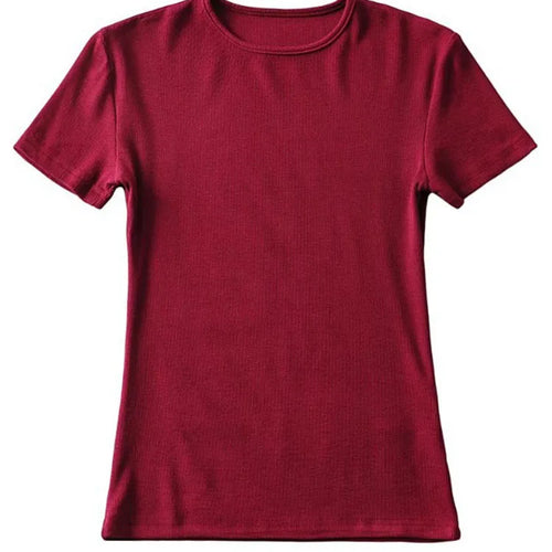 Load image into Gallery viewer, Casual Summer Woman Skinny Fit T-shirt Tight Short-Sleeve O-neck Tee Basic Solid Crop Tops T Shirt
