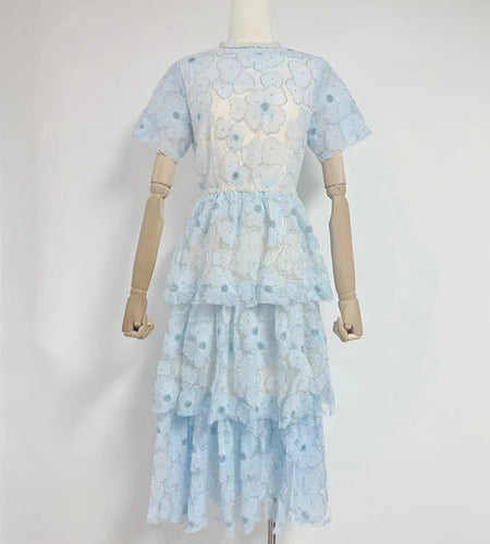 Hit Color Slimming Casual Elegant Dresses For Women O Neck Short Sleevehigh Waist Temperament Long Dress Female New