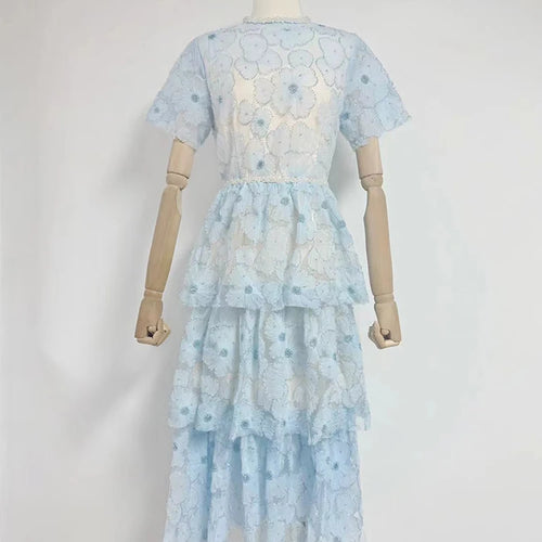 Load image into Gallery viewer, Hit Color Slimming Casual Elegant Dresses For Women O Neck Short Sleevehigh Waist Temperament Long Dress Female New
