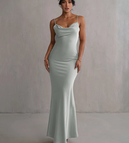 Floral Draped Backless Maxi Long Dress For Women Fashion Spaghetti Strap Sleeveless Bodycon Evening Party Dress Elegant