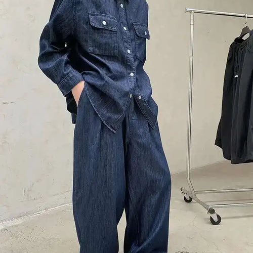 Load image into Gallery viewer, Women Blue Deniim Vintage Big Size Casual Blouse New Lapel Long Sleeve Shirt Fashion Tide Spring Autumn 2025 1DH8350
