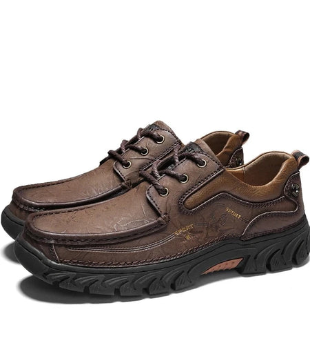 Handmade Men Oxford Shoes Retro Leisure Genuine Leather Casual Flat Shoes Brand Non-slip Dress Shoes Vintage Tooling