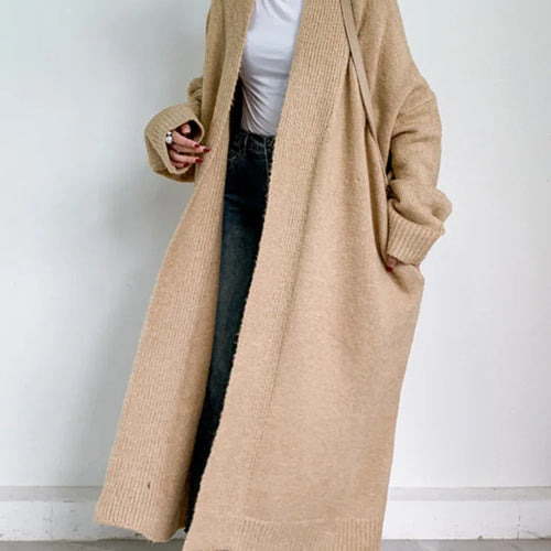 Load image into Gallery viewer, Gray Big Size Thick Knitting Cardigan Sweater Loose Fit V-Neck Long Sleeve Women New Fashion Tide Autumn Winter 2025 1Y163
