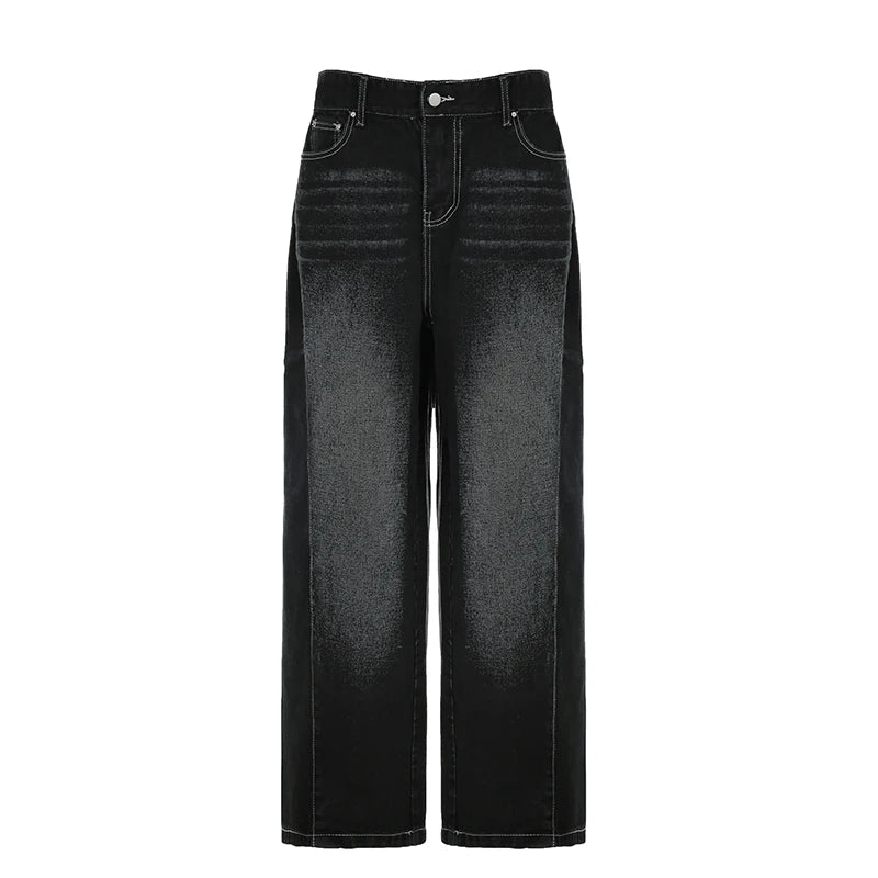 Harajuku Oversized Low Rise Jeans for Women Streetwear Distressed Baggy Pants Denim Korean Trousers Vintage Clothing