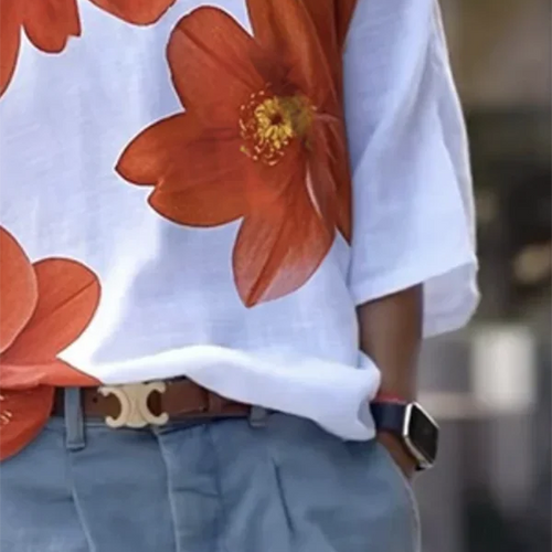 Load image into Gallery viewer, Autumn Spring Flower Print Blouse for Woman Elegant One-shoulder Long Sleeves Loose Asymmetrical Shirts Female
