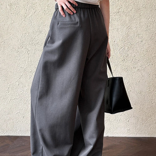 Load image into Gallery viewer, High Elastic Waist Gray White Color-block Long Wide Leg Pants New Trousers Women Fashion Tide Spring Autumn 2025 1DJ0929
