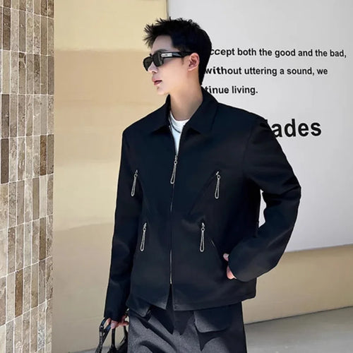 Load image into Gallery viewer, Men&#39;s Jacket New Korean Spring Multi Zippers Design Niche Solid Color Handsome Lapel Fashion Male Clothing Jackets 9W1583
