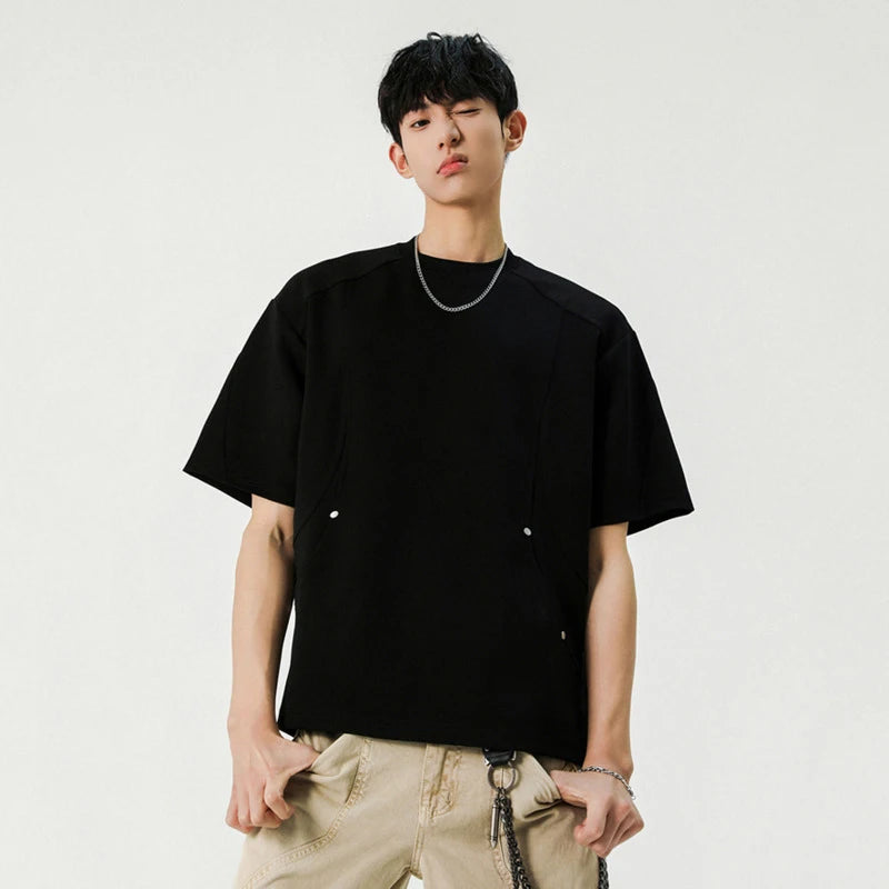 Simple Male T-shirts New Summer O-neck Solid Color Short Sleeved Men's T-shirts Pullover Korean Stylish Tops 2025 9W1247