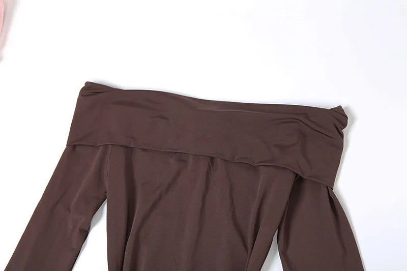 Off-shoulder Long Sleeve Sexy Maxi Dress For Women Fashion Strapless Backless Draped Bodycon Club Party Long Dress