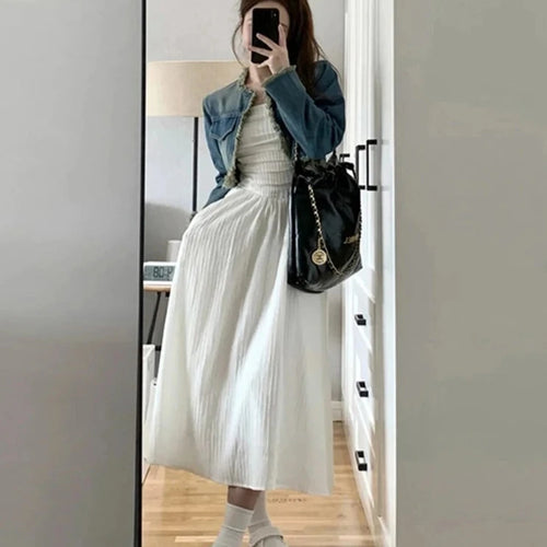 Load image into Gallery viewer, French Style White Elegant Strapless Dresses Summer New Sexy Sleeveless Women&#39;s Maxi Dresses Female Fashion High Street
