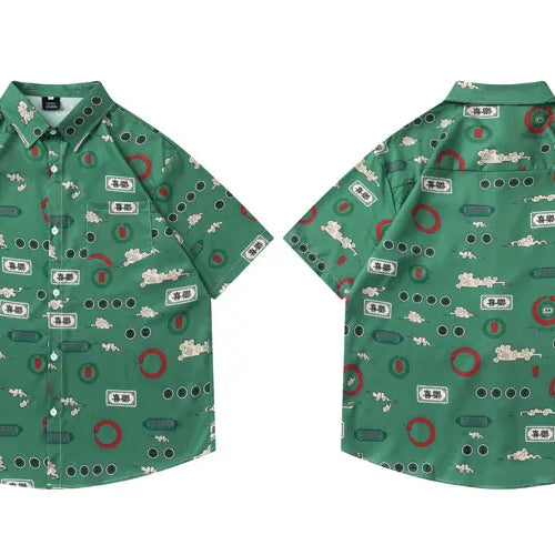 Load image into Gallery viewer, Vintage Hawaiian Shirts Retro Graphic Printed Button Up Summer Beach Blouse Men Harajuku Hip Hop Casual Short Sleeve Baggy Tops
