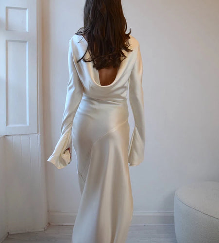 Elegant Christmas Evening Dress Women Long Sleeve Dress Bodycon Max Female Vestidos High Grade Satin Party Club Clothing