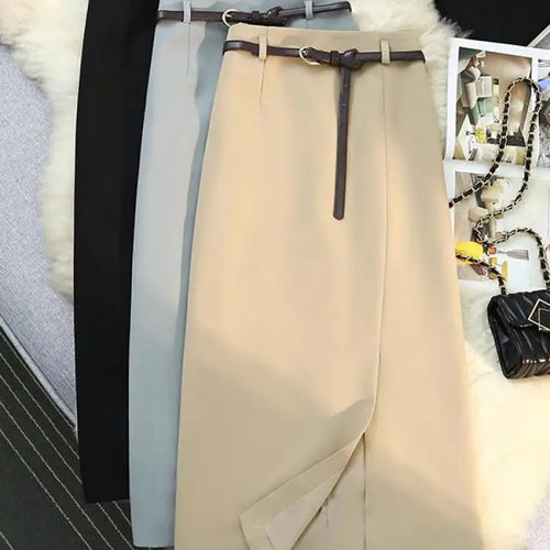 Load image into Gallery viewer, Black Blue Elegant Temperament High Waist Long Skirt Women Summer Khaki Club Party Slim Split Skirts Streetwear 2024 Fashion New
